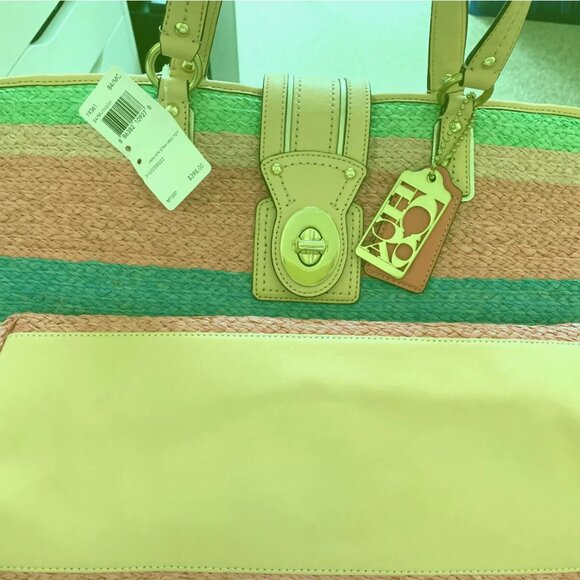 Coach Natural Straw Woven Tote Bag NWT - Picture 6 of 6